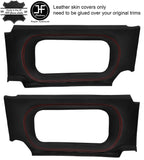 RED STITCH 2X REAR QUARTER WINDOW PANEL LEATHER COVERS FOR DEFENDER 110 CSW