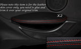 RED STITCH 2X REAR DOOR ARMREST SKIN COVERS FITS BMW 6 SERIES E63 E64 04-10