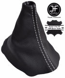 WHITE STITCHING MANUAL REAL LEATHER GEAR GAITER FITS VW PASSAT B7 2010-2015