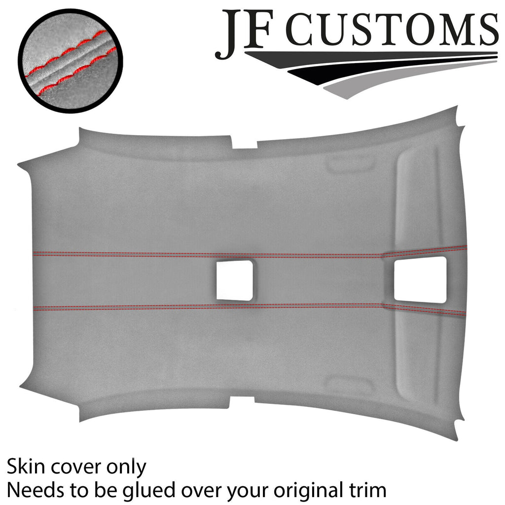 RED STITCH L GREY SUEDE ROOF HEADLINER COVER FOR BMW E81 04-13 HATCHBACK 3DR