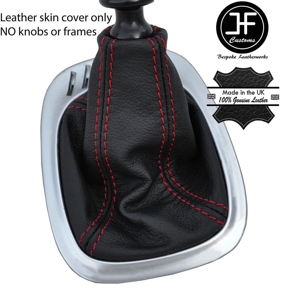 RED STITCHING TOP GRAIN LEATHER GEAR GAITER FITS VW SHARAN MK1 1995-2000