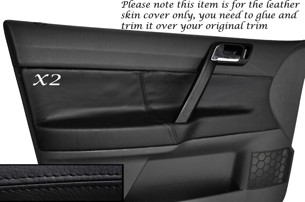 BLACK STITCH 2X FRONT MANUAL WINDOW DOOR CARD COVERS FITS VW POLO MK6 5 DOORS