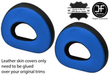 BLACK BLUE 2 TONE 2X HEADREST REAL LEATHER COVERS FOR SMART ROADSTER 452 03-05