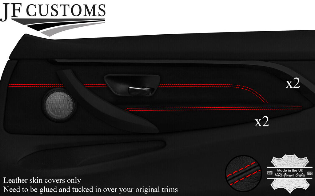 RED STITCH LEATHER FRONT DOOR INSERT+ARMREST COVERS FOR BMW F32 F33 F82 F83