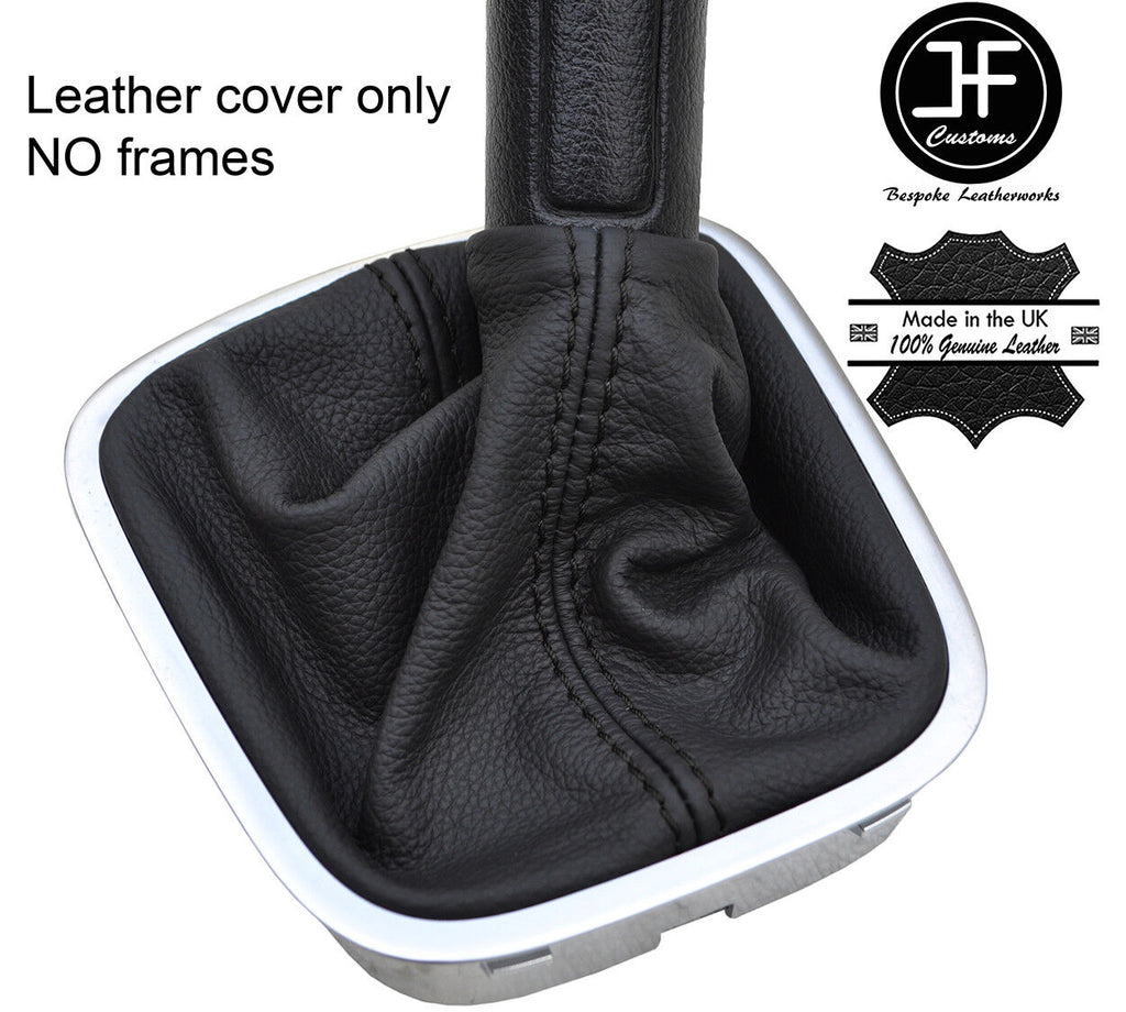 BLACK STITCH TOP GRAIN LEATHER MANUAL GEAR GAITER FITS VW POLO 6R 2009-2016