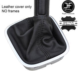 BLACK STITCH TOP GRAIN LEATHER MANUAL GEAR GAITER FITS VW POLO 6R 2009-2016