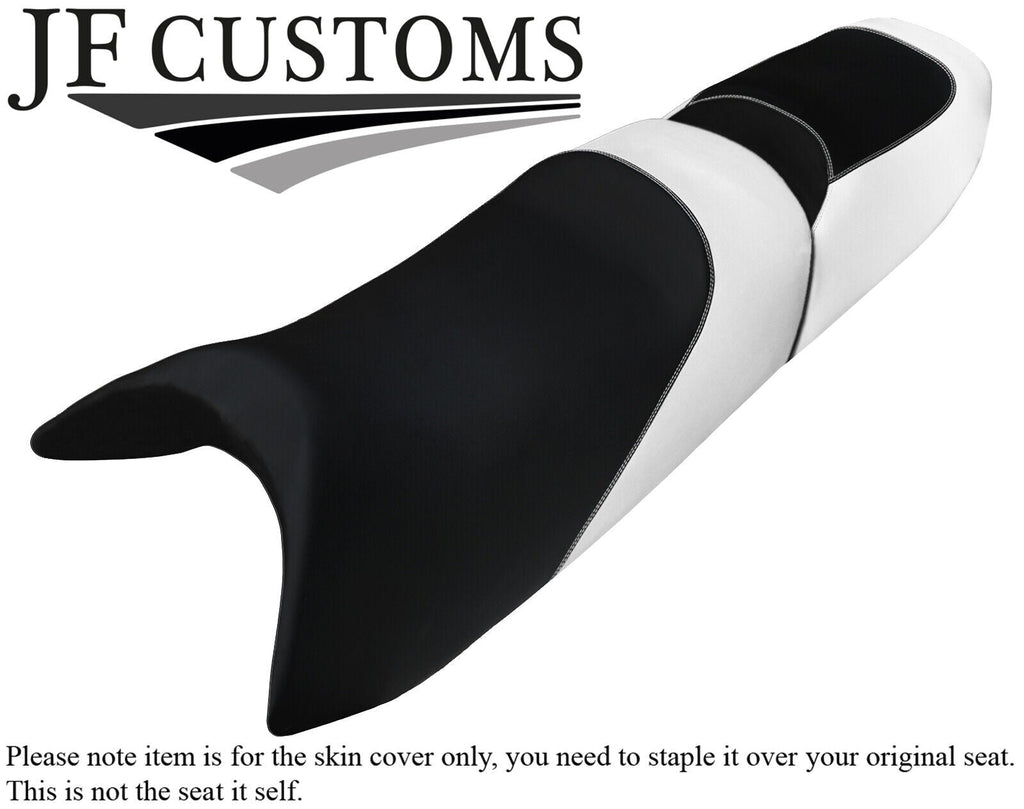BLACK & WHITE VINYL CUSTOM FOR YAMAHA XL700 XL1200 98-04 FRONT REAR SEAT COVERS