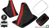 BLACK RED STRIPE LEATHER GEAR GAITER WITH METAL FRAME FOR HONDA PRELUDE 87-91