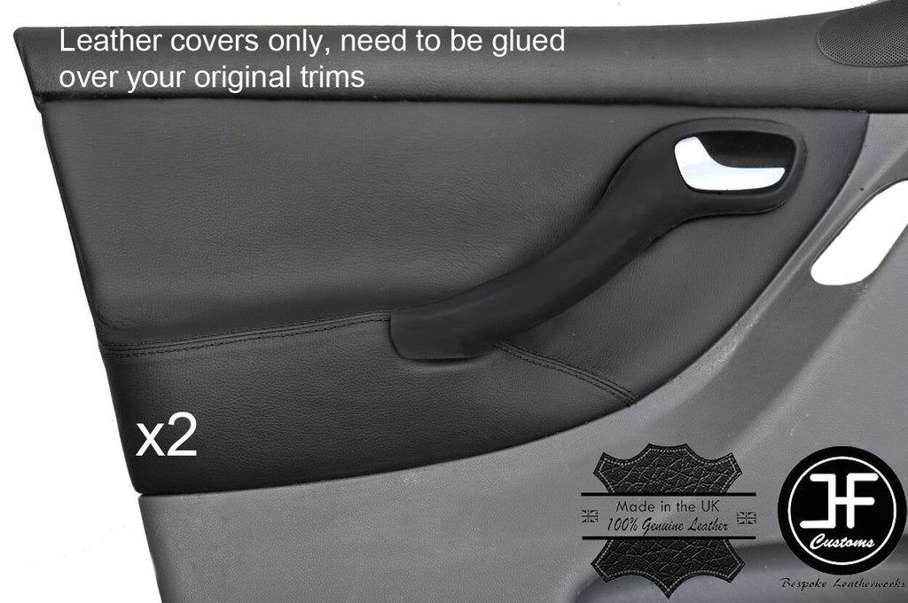 BLACK STITCH 2X FRONT DOOR CARD TRIM LEATHER COVER FOR SEAT LEON MK1 99-05 5 DR