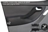 BLACK STITCH 2X FRONT DOOR CARD TRIM LEATHER COVER FOR SEAT LEON MK1 99-05 5 DR