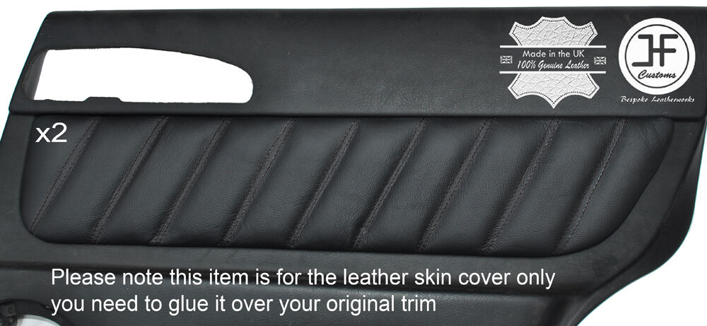 BLACK STITCH 2X REAR DOOR CARD TRIM LEATHER COVERS FITS ALFA ROMEO 166 98-07