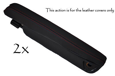 FITS LANDROVER FREELANDER 2004+ 2X ARMREST red stitch LEATHER COVERS CUSTOM NEW