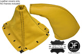 YELLOW LEATHER BLACK STITCH GEAR & HANDBRAKE GAITER FITS MAZDA MX5 MK1 89-97