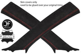 RED  STITCH 2X A PILLAR REAL SUEDE COVERS FITS VW TOUAREG 2002-2011 CUSTOM NEW