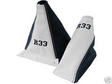 FITS NISSAN SKYLINE R33 LEATHER GAITERS SET BLACK & WHITE CUSTOM NEW MADE IN UK