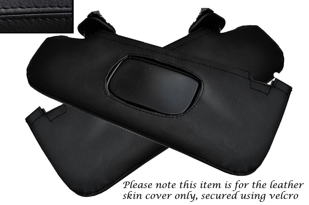 BLACK STITCH 2X SUN VISORS LEATHER COVERS FITS ALFA ROMEO GIULIETTA 10-14