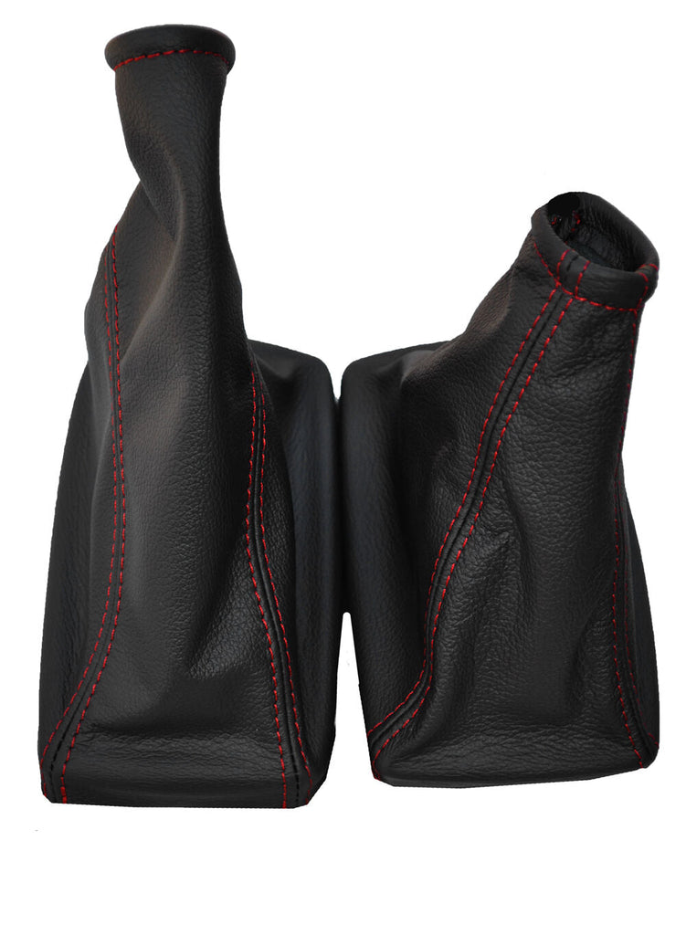 RED STITCH FITS FIAT PUNTO MK1 1993-1999 GEAR HANDBRAKE GAITERS LEATHER SET