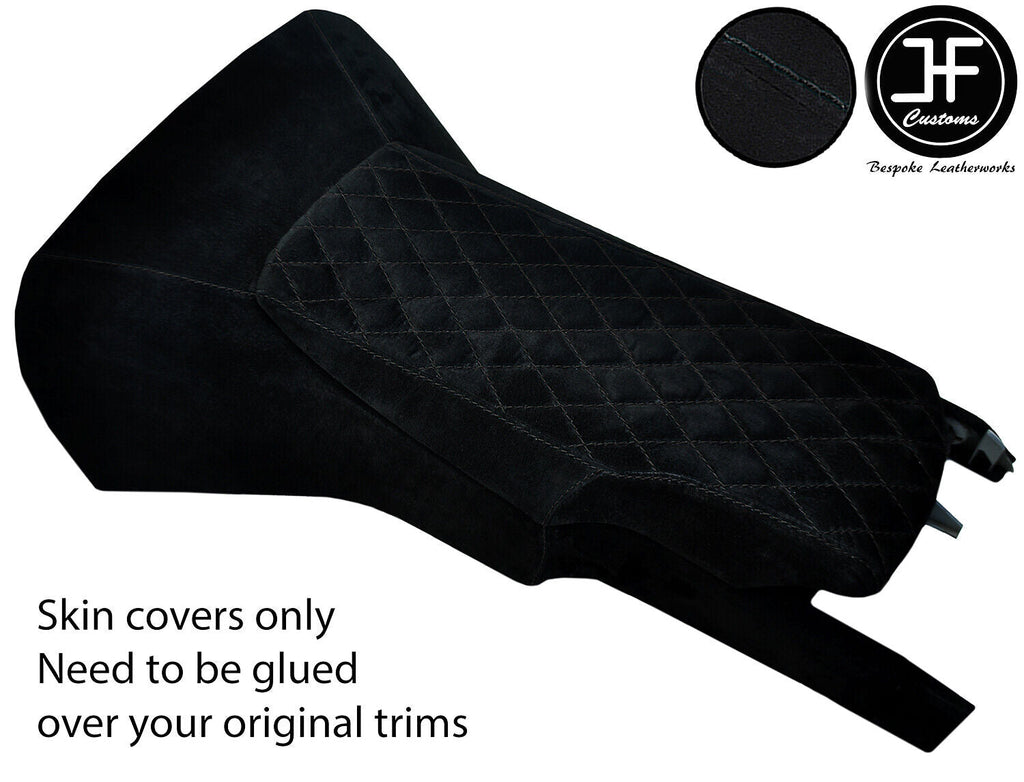 BLACK DIAMOND STITCH SUEDE CENTRE CONSOLE+ARMREST COVER FOR CORVETTE C6 05-13
