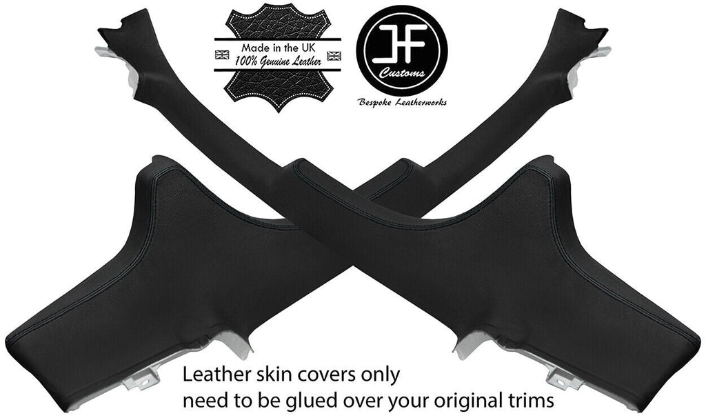 BLACK STITCH 2X TOP SIDE PILLAR TRIM LEATHER COVER FITS SMART FORTWO 451 07-14