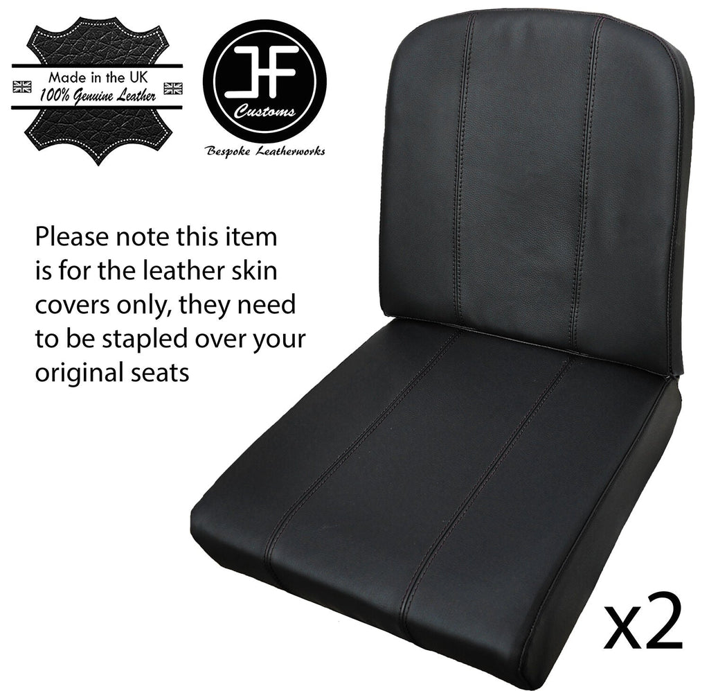 BLACK STITCH 2X REAR SEAT LEATHER COVERS FITS DEFENDER 90 110 1983-2006 STYLE 1
