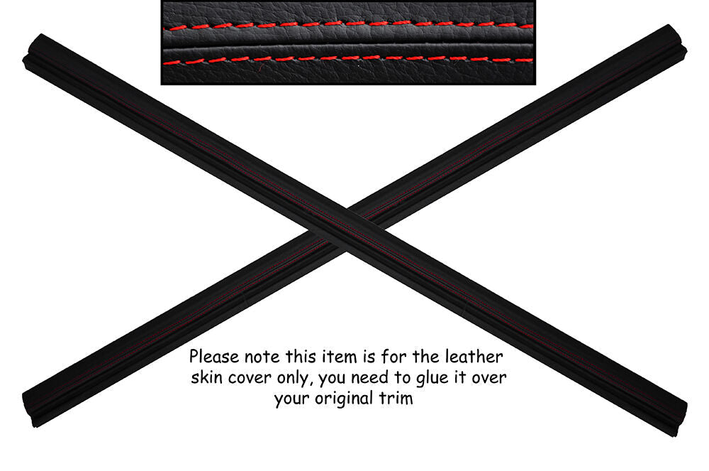 RED STITCH 2X DOOR SILL TRIM LEATHER SKIN COVERS FITS PORSCHE 911 964 89-94