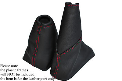 RED STITCHING FITS FORD FOCUS MK2 2005-2008 LEATHER GEAR+HANDBRAKE GAITERS SET