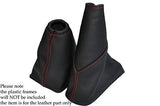RED STITCHING FITS FORD FOCUS MK2 2005-2008 LEATHER GEAR+HANDBRAKE GAITERS SET