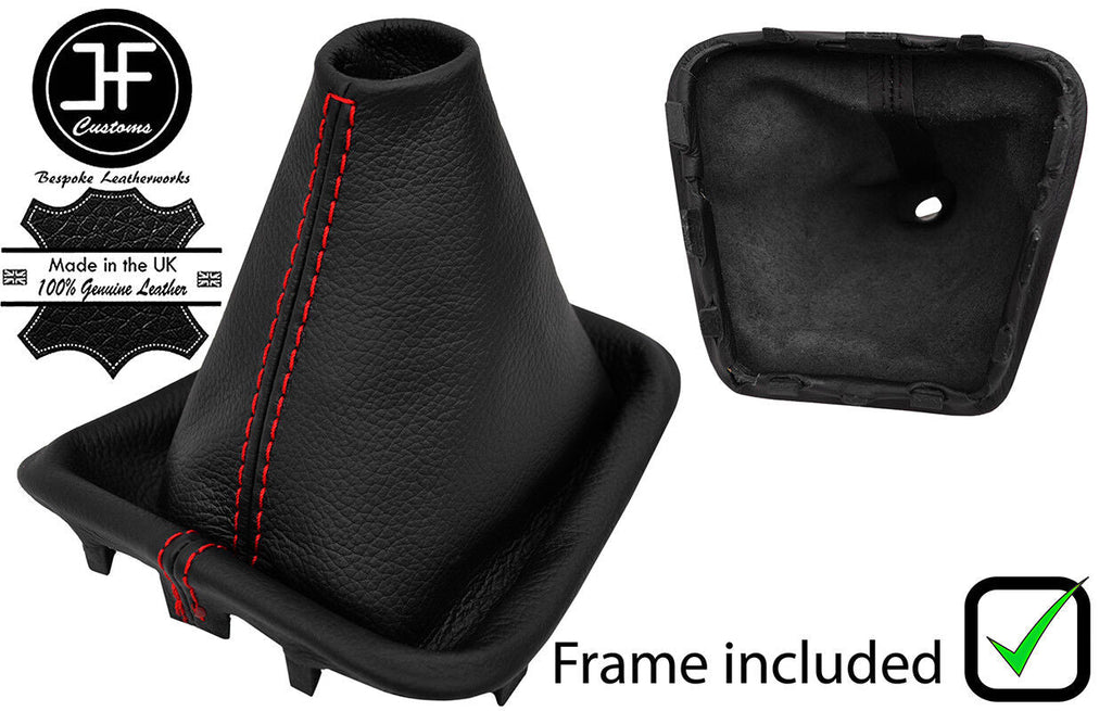 RED STITCH LEATHER MANUAL GEAR GAITER+PLASTIC FRAME FITS RENAULT LAGUNA 01-07