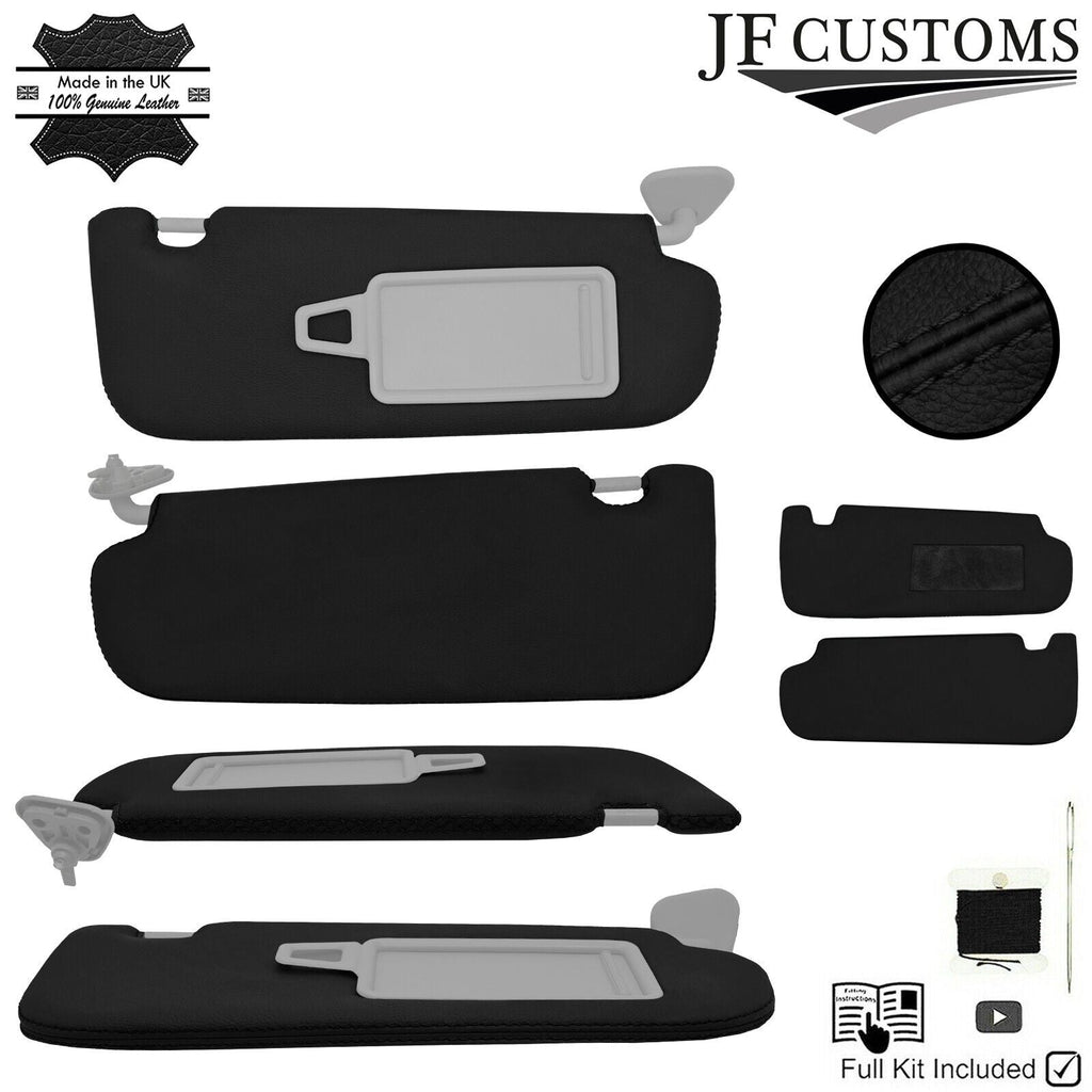BLACK CROSS STITCH 2X SUN VISOR LEATHER COVERS FOR KIA OPTIMA 11-15 SALOON