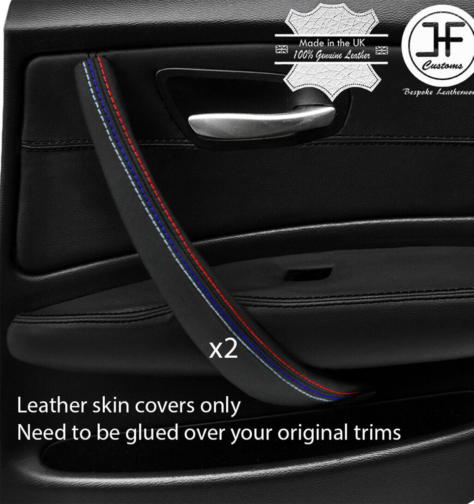 TRI STITCH 2X FRONT DOOR HANDLE TRIM LEATHER COVER FOR BMW 1 E87 04-12 DSG2