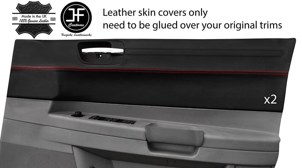 RED STITCH 2X FRONT DOOR CARD TRIM LEATHER COVERS FOR CHRYSLER 300C 2005-2011