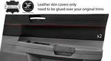 RED STITCH 2X FRONT DOOR CARD TRIM LEATHER COVERS FOR CHRYSLER 300C 2005-2011