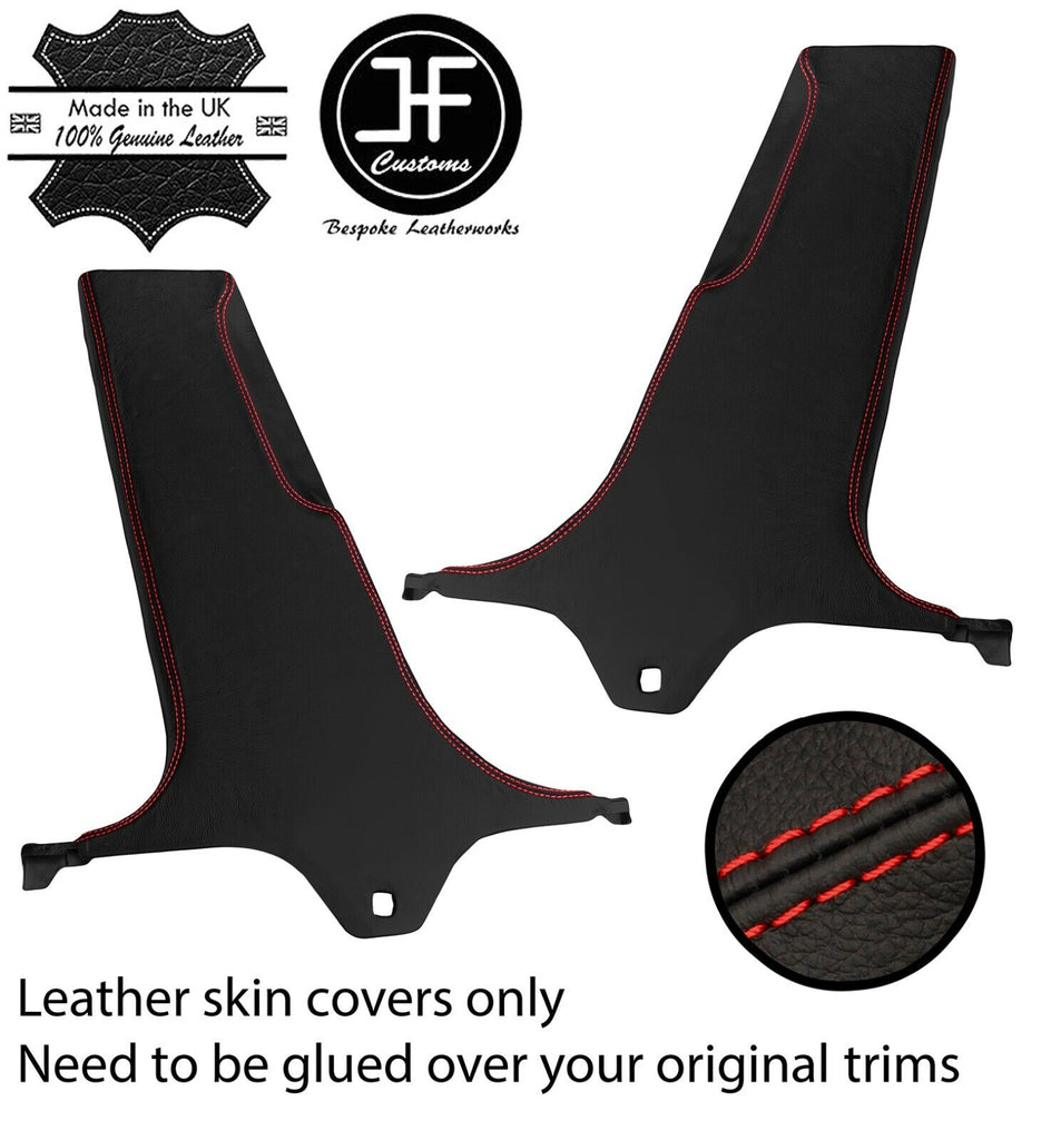 RED STITCH 2X LOWER B PILLAR LEATHER COVER FOR HONDA CIVIC MK10 X 17-21 4 DR