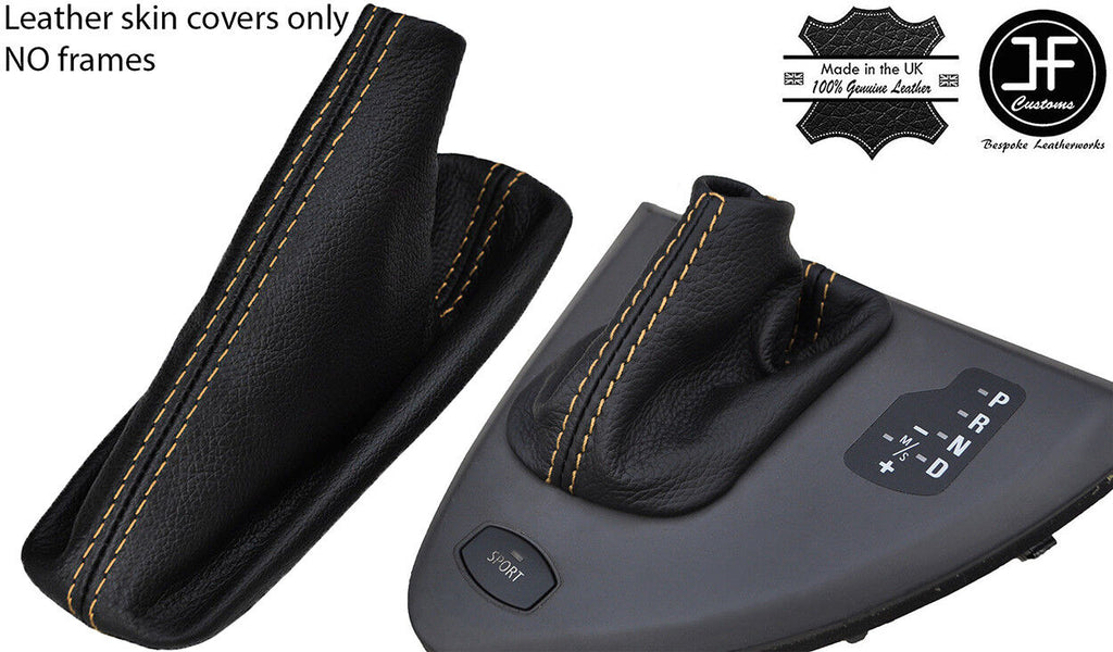 TAN STITCH AUTO LEATHER GEAR & HANDBRAKE SET FITS BMW 6 SERIES E63 E64 04-06