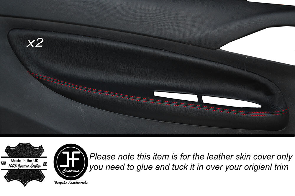 RED STITCH 2X FRONT DOOR CARD TRIM LEATHER COVERS FITS CITROEN C3 DS3 10-15