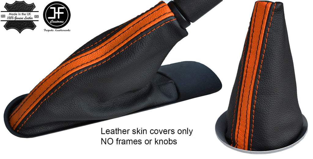 BLACK ORANGE STRIPE TOP GRAIN LEATHER GAITER SET FOR BMW MINI COOPER R55 R56 R57