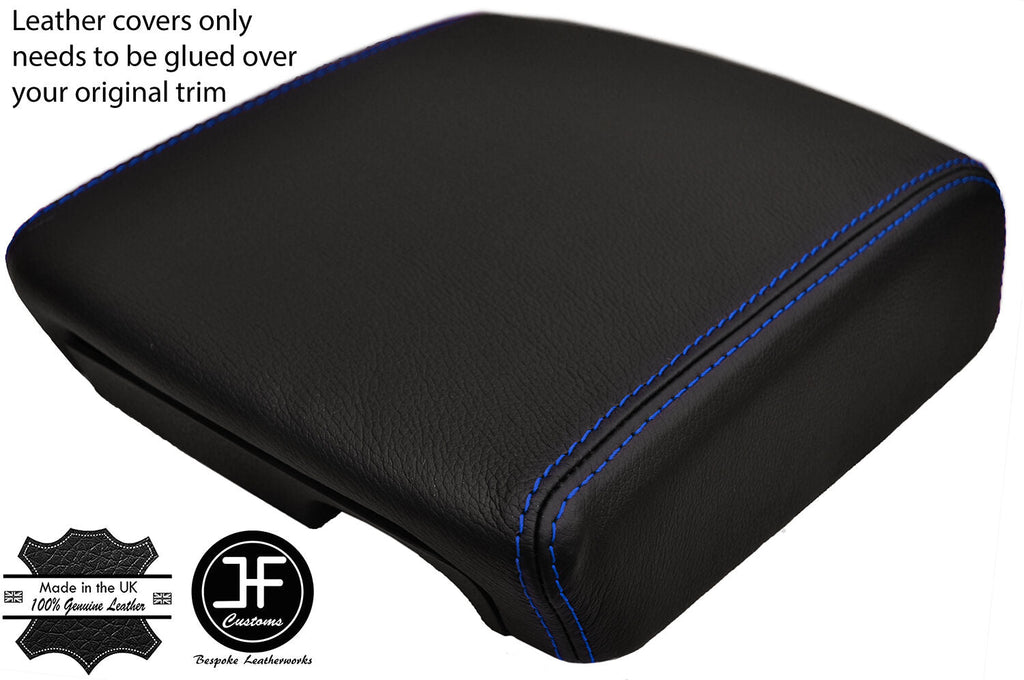 BLUE STITCHING ARMREST LID LEATHER COVER  FITS VW AMAROK 2010-2016 CUSTOM NEW