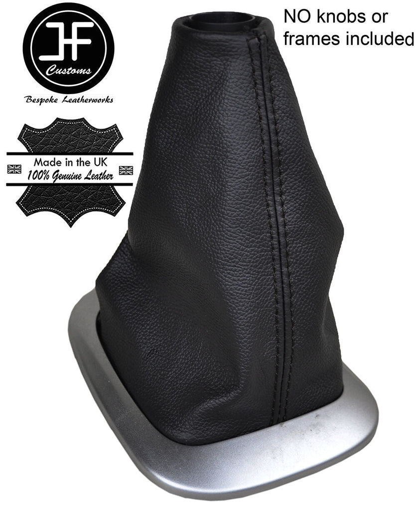 BLACK STITCHING MANUAL LEATHER GEAR GAITER FITS TOYOTA YARIS 2012-2015