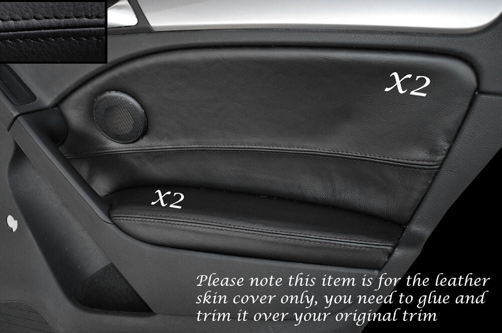 BLACK STITCH 2X REAR DOOR CARD TRIM SKIN COVERS FITS VW GOLF MK6 VI 08-13 5DR