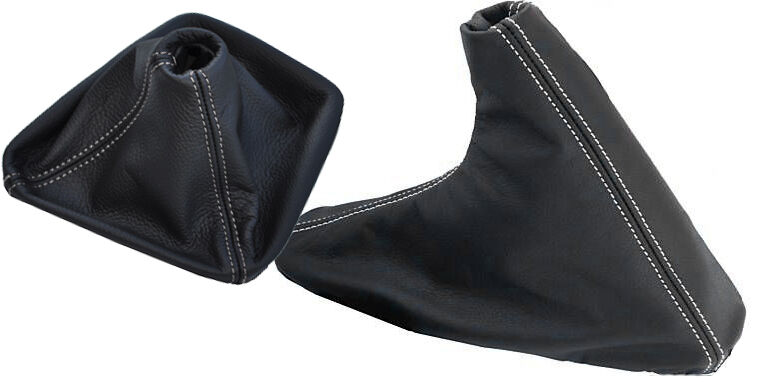 WHITE STITCH FITS BMW E36 E46 3 SERIES 91-05 LTHR GEAR HANDBRAKE GAITERS BOOTS