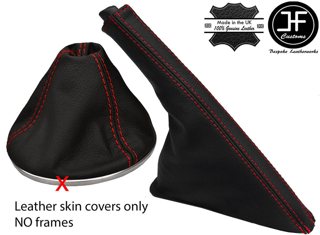 RED STITCH FITS FIAT 500 07-15 GEAR & SLIM HANDBRAKE GAITERS TOP GRAIN LEATHER