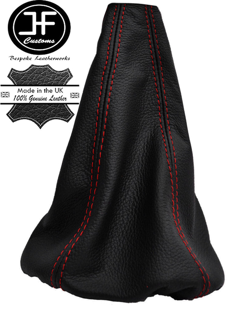 RED STITCHING REAL LEATHER GEAR GAITER COVER FITS FIAT PUNTO II MK2 1999-2005