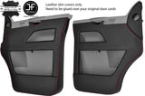 RED STITCH 2X FRONT DOOR CARD LEATHER COVERS FOR VW T5 TRANSPORTER STYLE 2