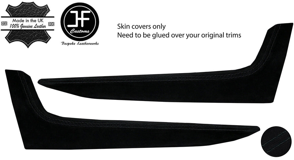BLACK STITCH 2X DOOR POCKET TRIM SUEDE COVERS FITS SMART ROADSTER 452 03-05