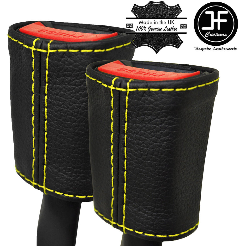 YELLOW STITCHING 2X SEAT BELT LEATHER COVERS FITS RANGE ROVER EVOQUE 2011-2017