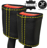 YELLOW STITCHING 2X SEAT BELT LEATHER COVERS FITS RANGE ROVER EVOQUE 2011-2017