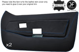 BLUE STITCH 2X FRONT FULL DOOR CARD LEATHER COVERS FITS LOTUS ELITE ECLAT S1
