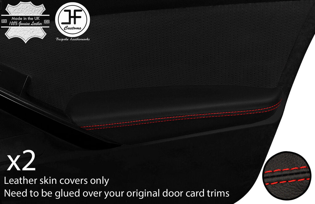 RED  STITCH 2X DOOR ARMREST REAL LEATHER COVERS FOR NISSAN ALTIMA COUPE 08-12