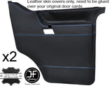 BLUE STITCH 2X FRONT DOOR CARD LEATHER COVERS FITS VW T4 TRANSPORTER CARAVELLE