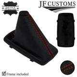 RED STITCH LEATHER AUTO GEAR GAITER + PLASTIC FRAME FITS FIAT CROMA 05-10